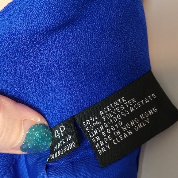 Le Suit Petite SZ 4P Royal Blue Early 90's Retro Short Sleeve Suit Skirt Set - Picture 14 of 15